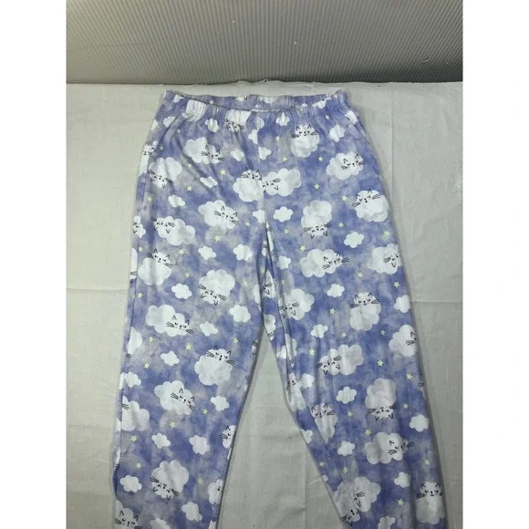 Secret Treasures Cat Nap Pajama Set Purple Clouds Cats Sleepwear Women's Size S - Picture 7 of 12
